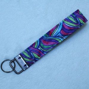 Rainbow Swirl Key Chain - Key Lanyard - Key Wristlet